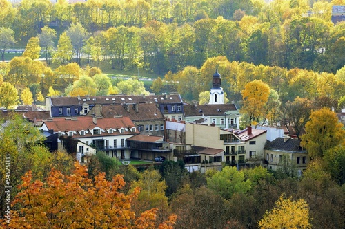 Vilnius town aerial view from three cross hill