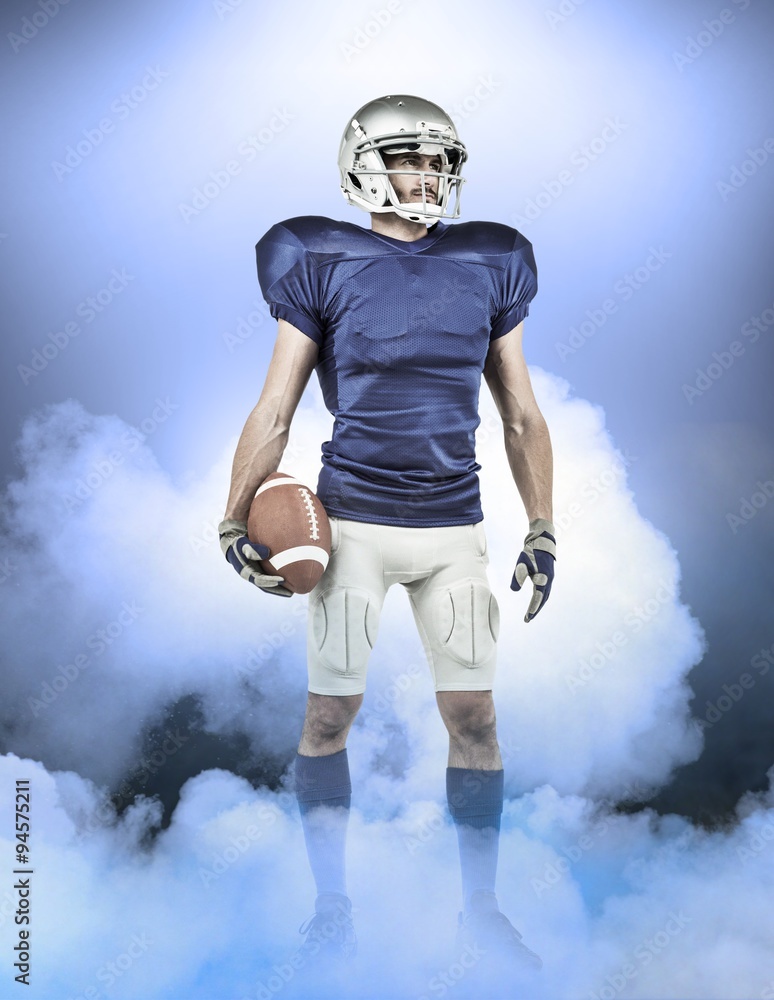 Composite image of american football player looking away