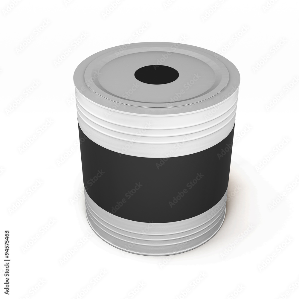 Container with black paint and a blank label. 3d. Container with black paint and a blank label. 3d.