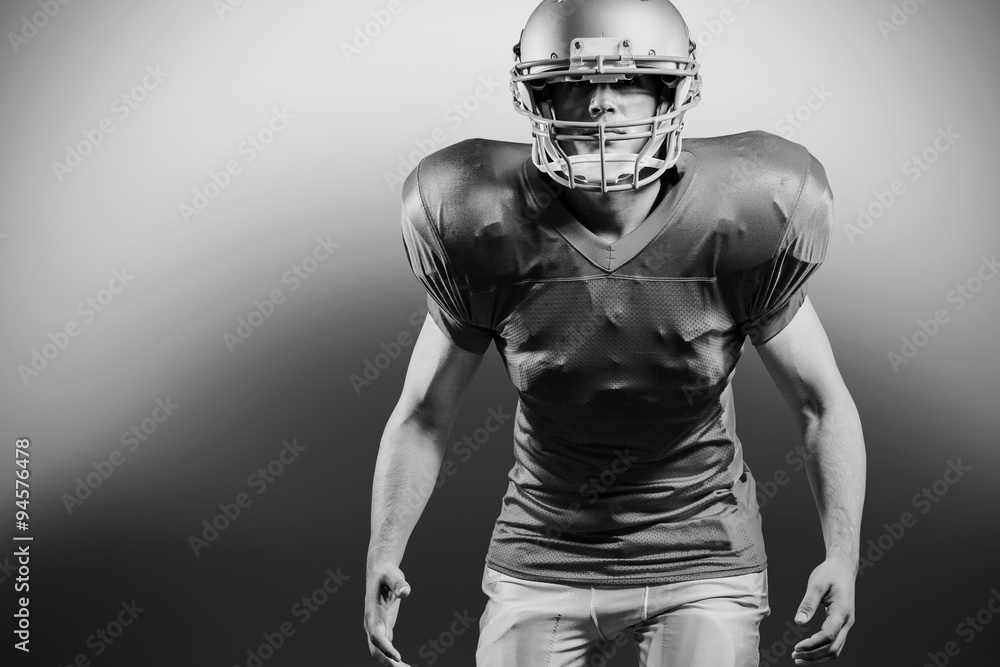American football player standing in position