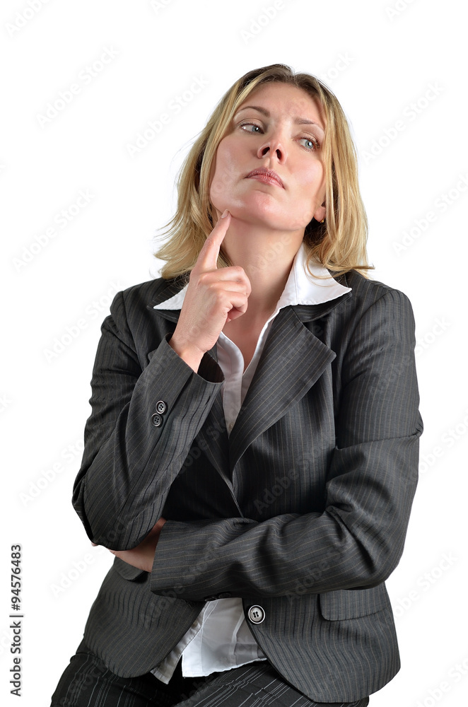 portrait of attractive caucasian woman isolated on white studio portrait of attractive caucasian woman isolated on white studio