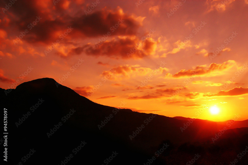 Golden sunset in mountain Golden sunset in mountain