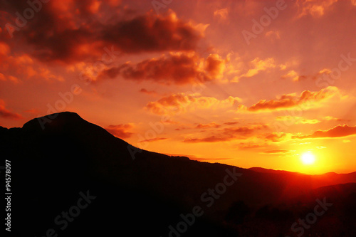 Golden sunset in mountain