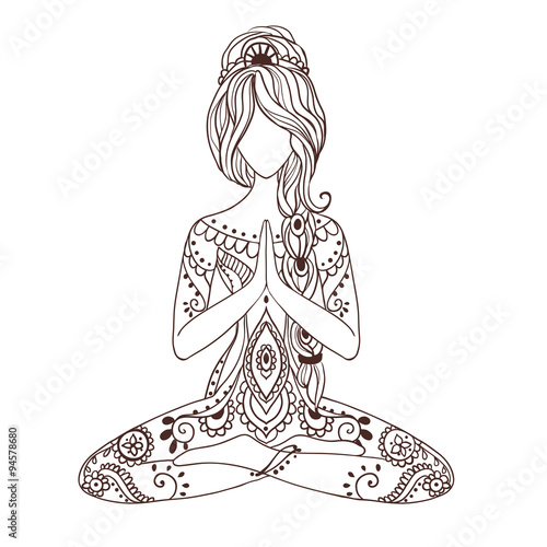 Ornament beautiful card with Vector yoga