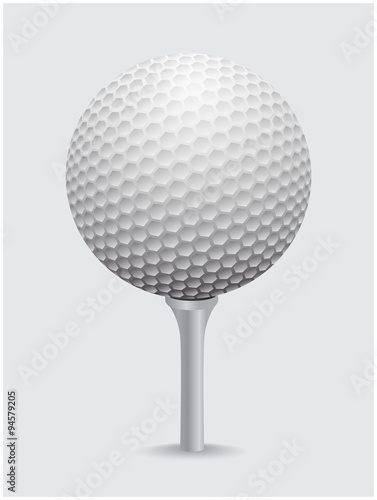 Golfball realistic vector. Image of single golf equipment on cone ball illustration isolated on grey background.