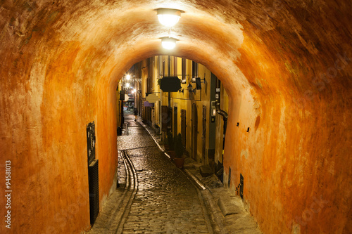 The night street in Gamla Stan, Stockholm. photo