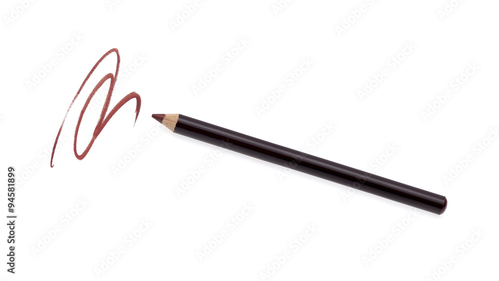 Cosmetic pencil and stroke isolated on white Cosmetic pencil and stroke isolated on white