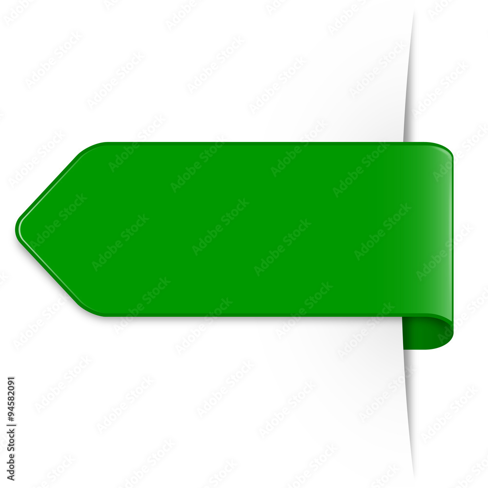 Long green arrow sticker with shadow & space for text Long green arrow sticker with shadow & space for text