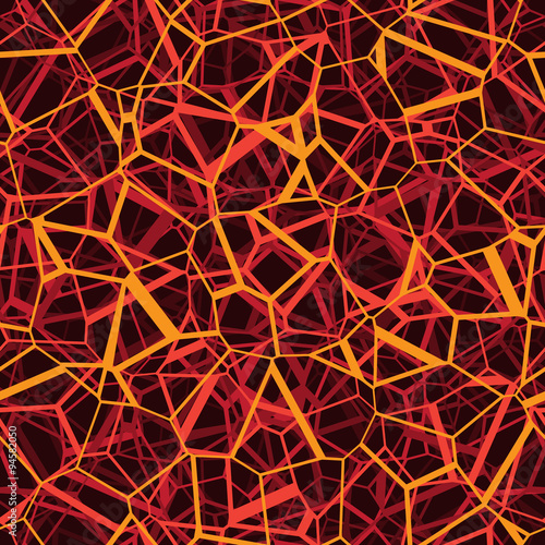 Vector Neural Network Connected Lines Layer Grid Red Orange  Seamless Pattern