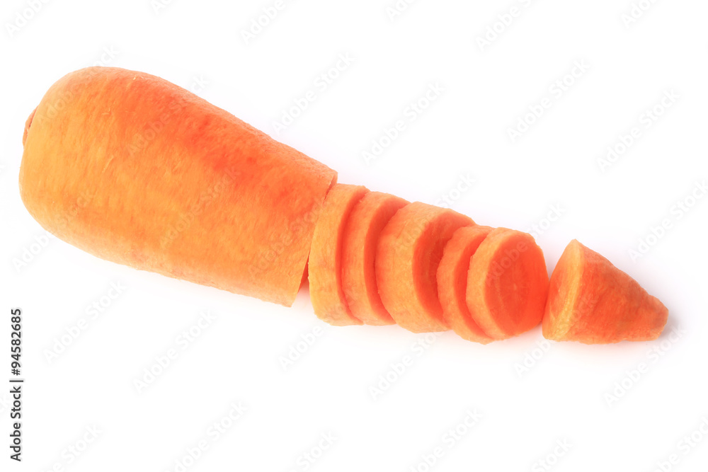 peeled carrot sliced isolated on a white background peeled carrot sliced isolated on a white background