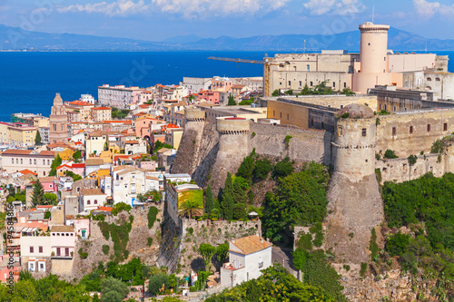 Landscape of old town Gaeta with ancient castle