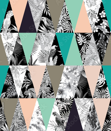 tropical patchwork seamless background