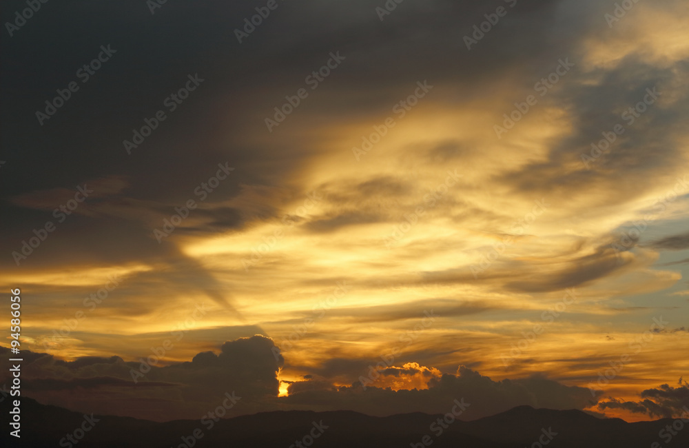 dramatic evening sky with clouds