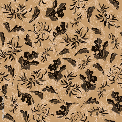 Seamless vintage floral japanese background