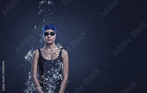 Female swimmer. Concept image