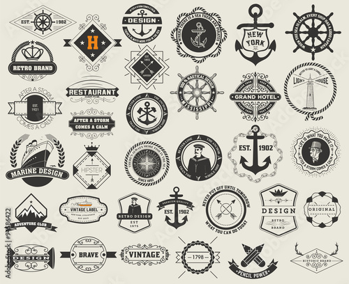 Logotypes set and Vintage Insignias. Vector design elements, log