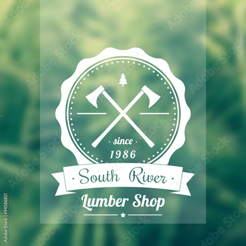 Lumber shop round vintage logo, sign, vector illustration