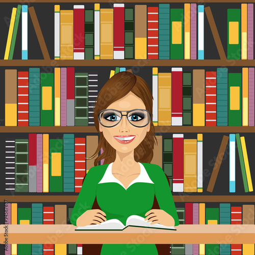 friendly student girl with glasses