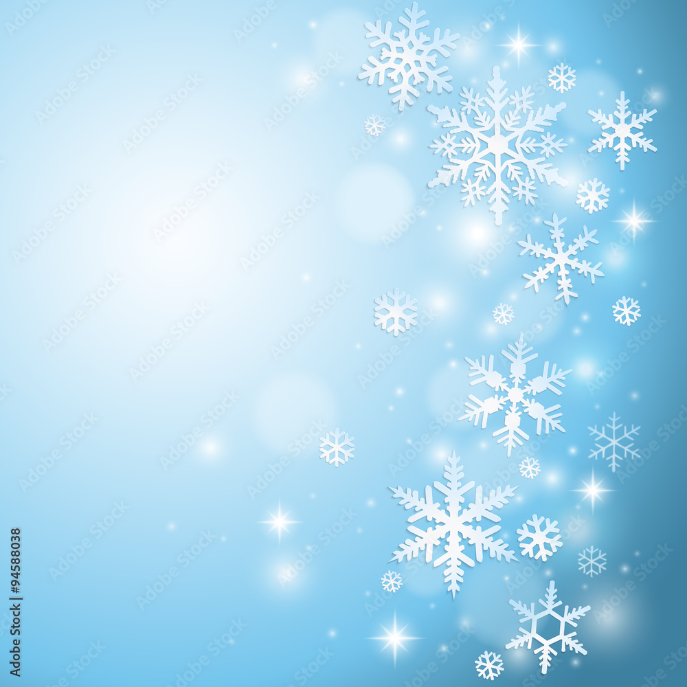 Winter background with snowflakes on blue Winter background with snowflakes on blue