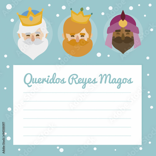 the three kings of orient. vectorized letter on a green background