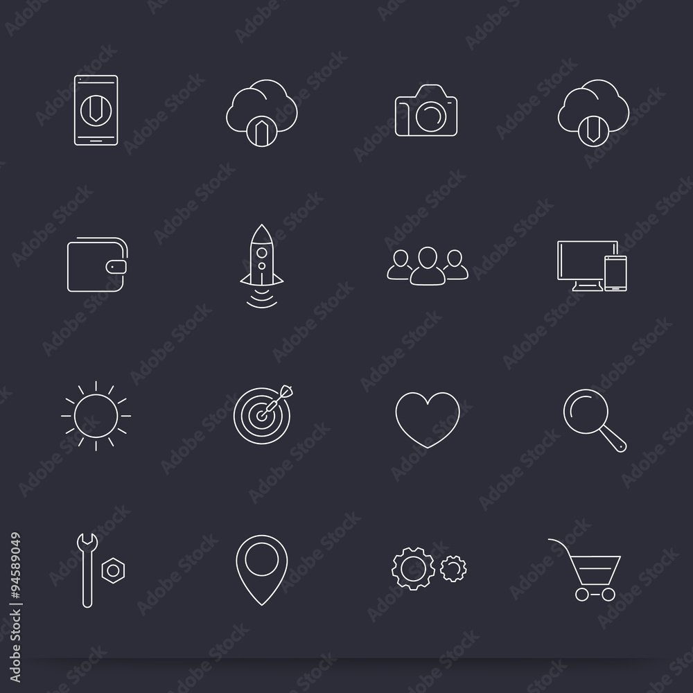 Thin line web icons set, vector illustration Thin line web icons set, vector illustration