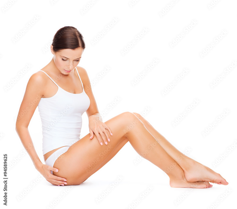 beautiful woman in white cotton underwear beautiful woman in white cotton underwear