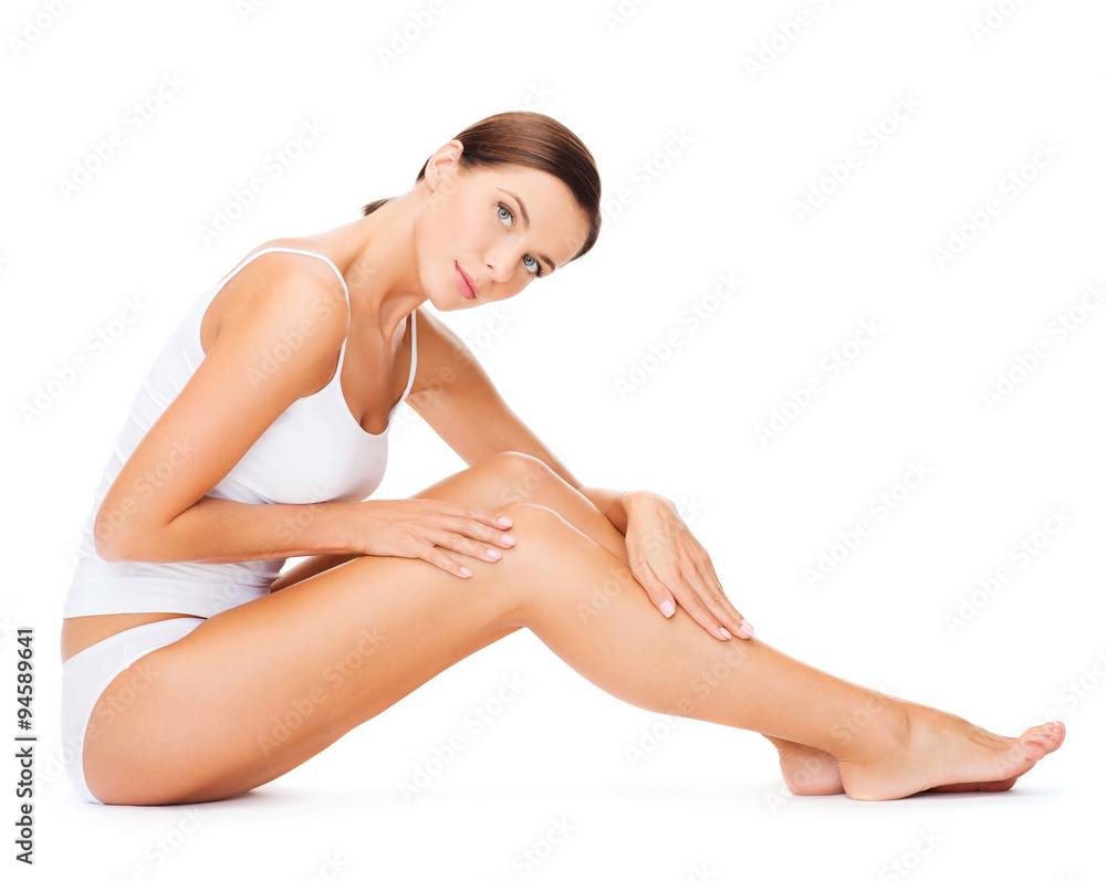 beautiful woman in white cotton underwear beautiful woman in white cotton underwear