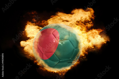 football ball with the flag of bangladesh on fire