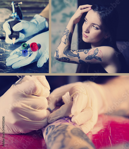 Collage of photos with tattoos