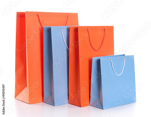 Paper shopping bags isolated on white