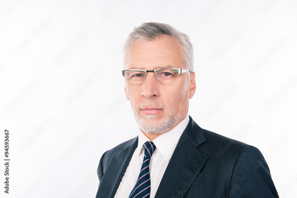 handsome aged businessman in a business suit with glasses handsome aged businessman in a business suit with glasses
