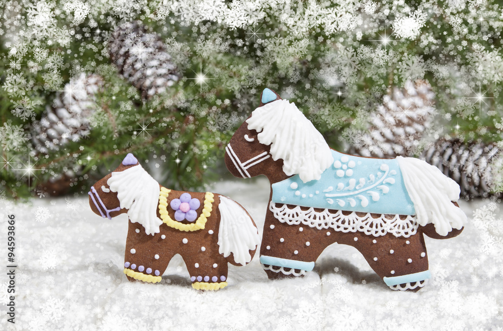 Christmas cookies in the form of two horses