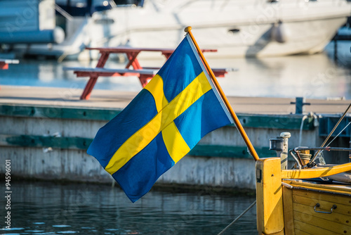 Fotografie Sweden flag on a boat