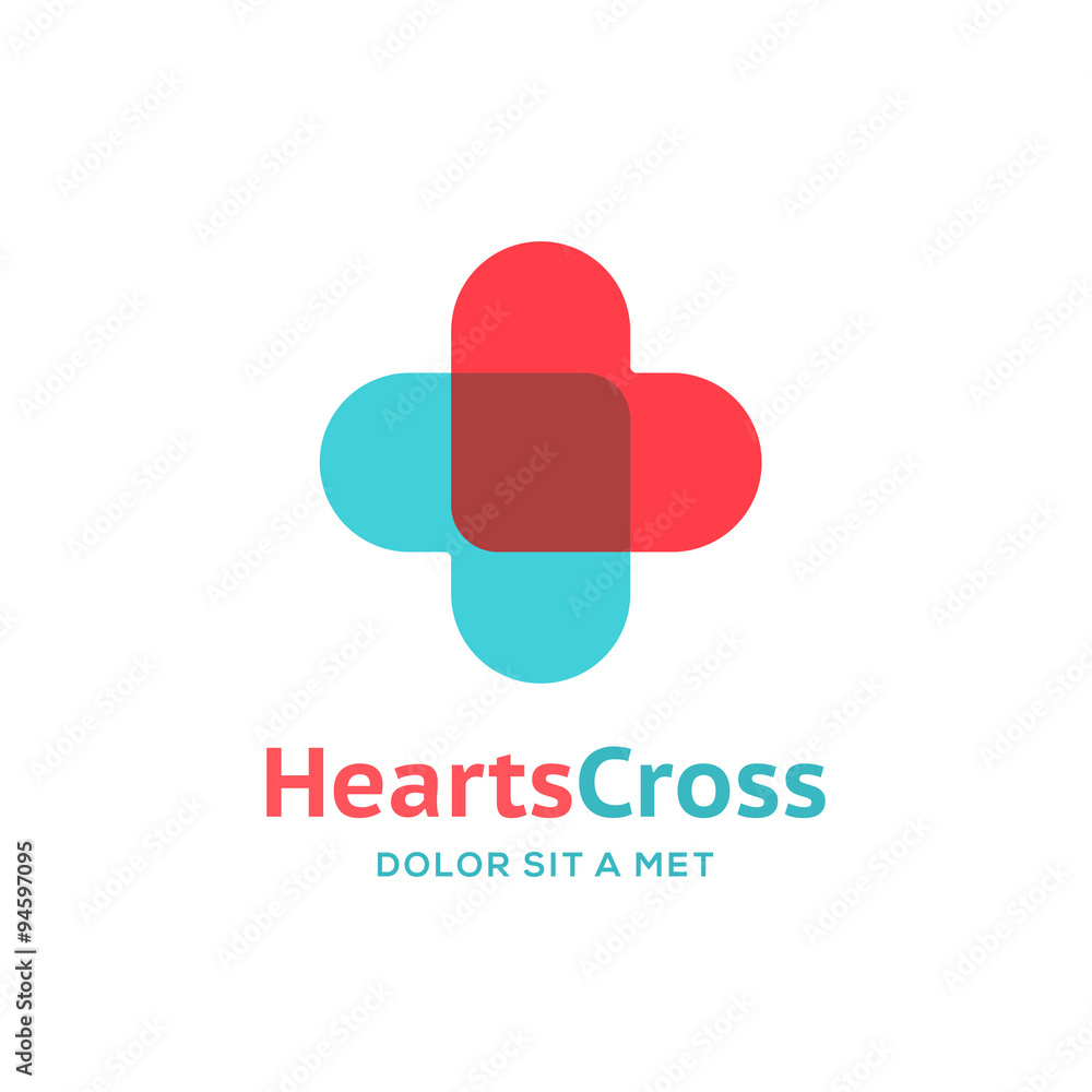 Cross plus heart medical logo icon design template elements Cross plus heart medical logo icon design template elements