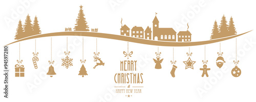 winter landscape christmas ornament hanging isolated background