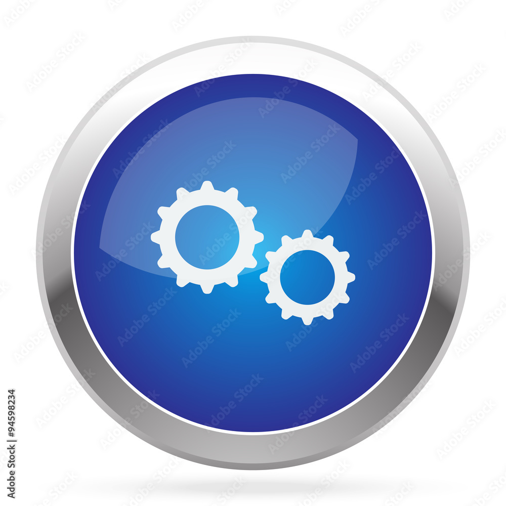 White Gears icon on blue web app button White Gears icon on blue web app button