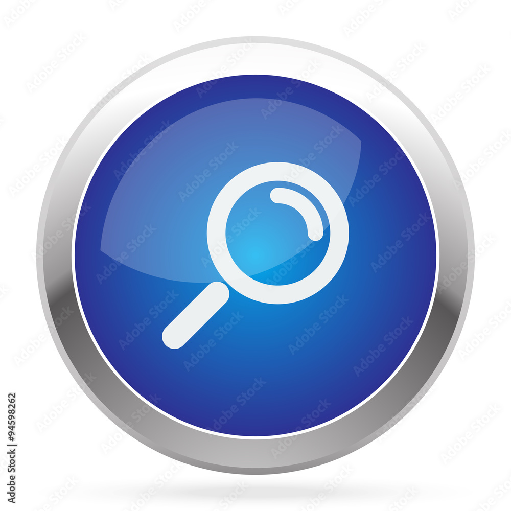 White Magnifying Glass icon on blue web app button White Magnifying Glass icon on blue web app button