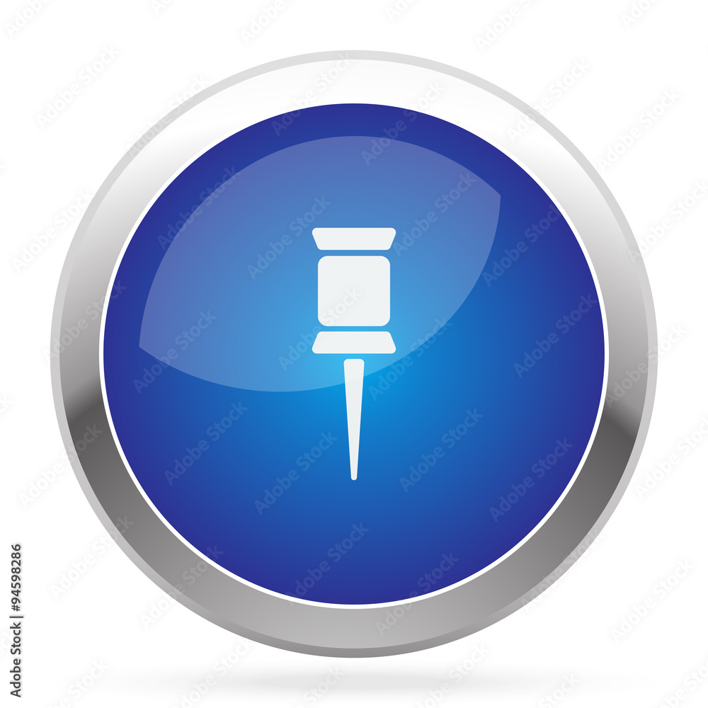 White Pushpin icon on blue web app button White Pushpin icon on blue web app button