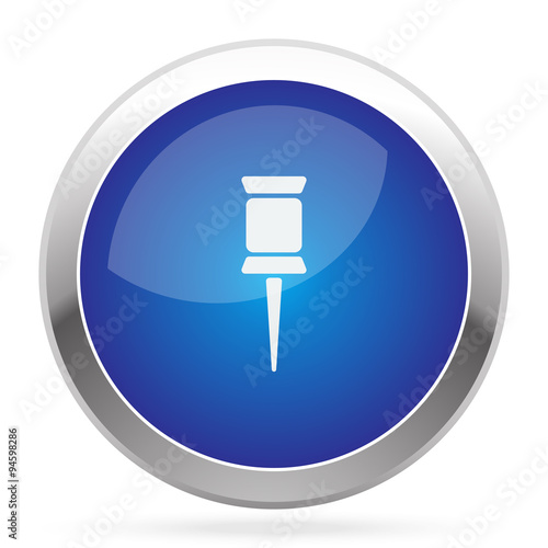 White Pushpin icon on blue web app button