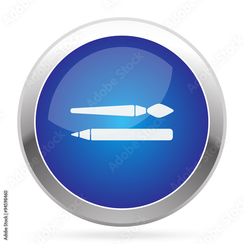 White Paintbrush icon on blue web app button