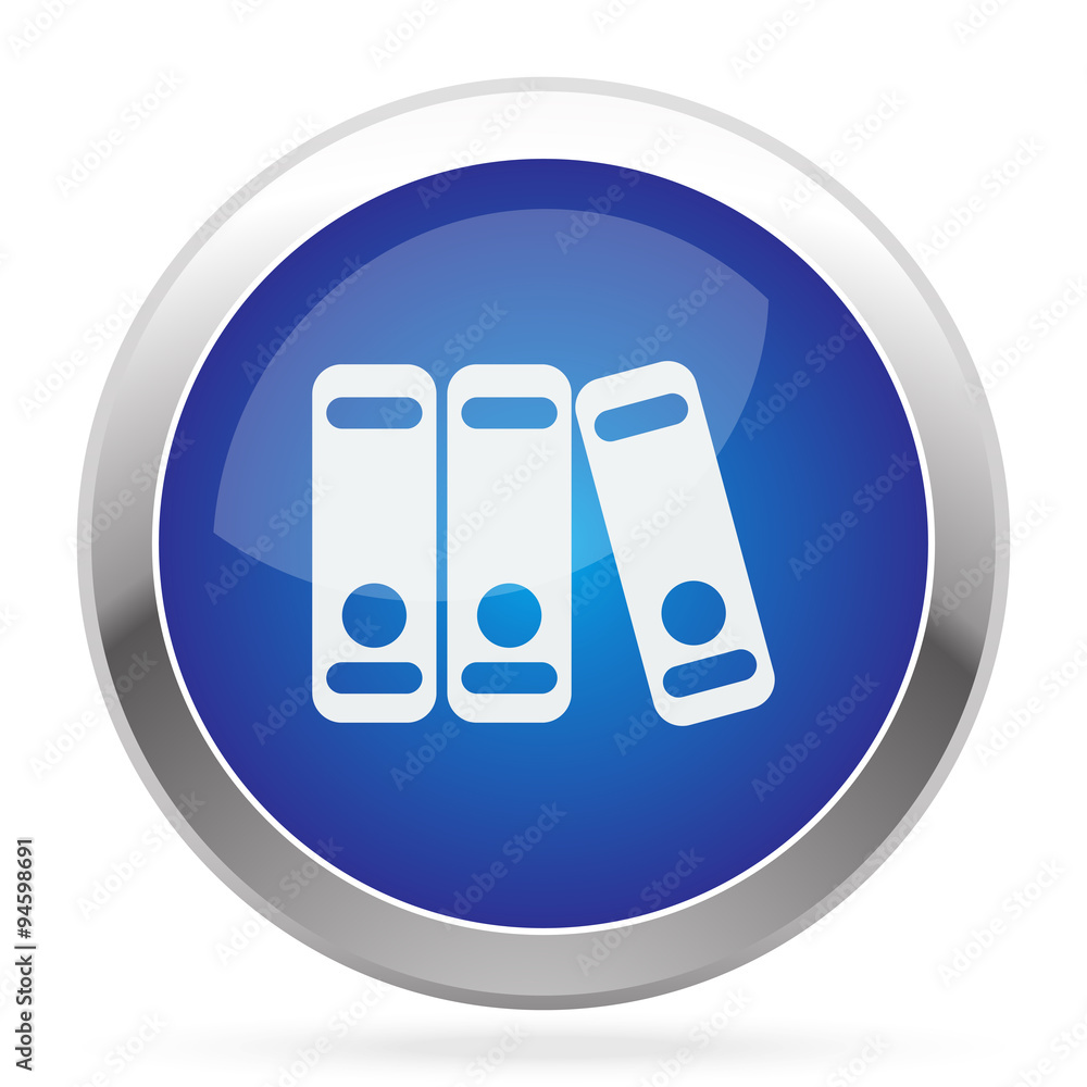 White Binders icon on blue web app button Adobe Stock