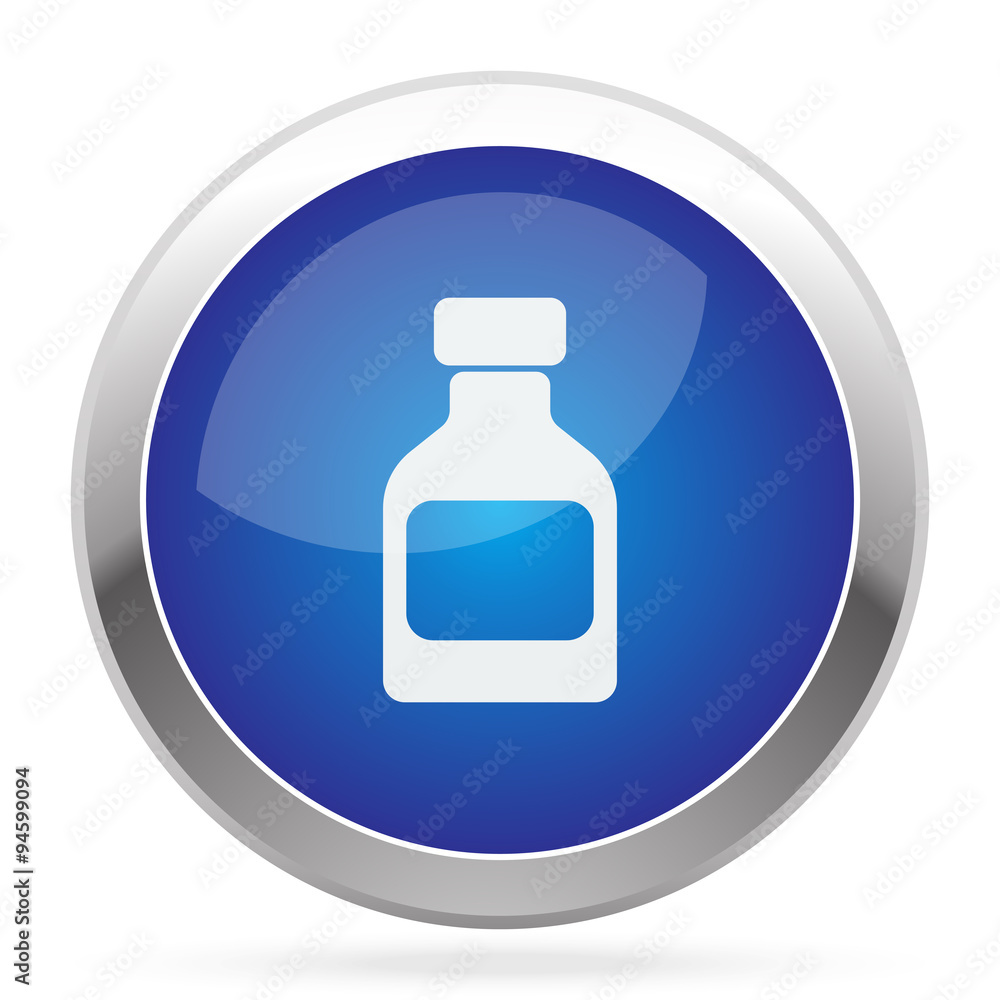 White Medicine Bottle icon on blue web app button White Medicine Bottle icon on blue web app button