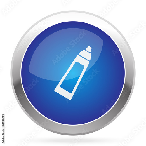 White Baby Bottle icon on blue web app button