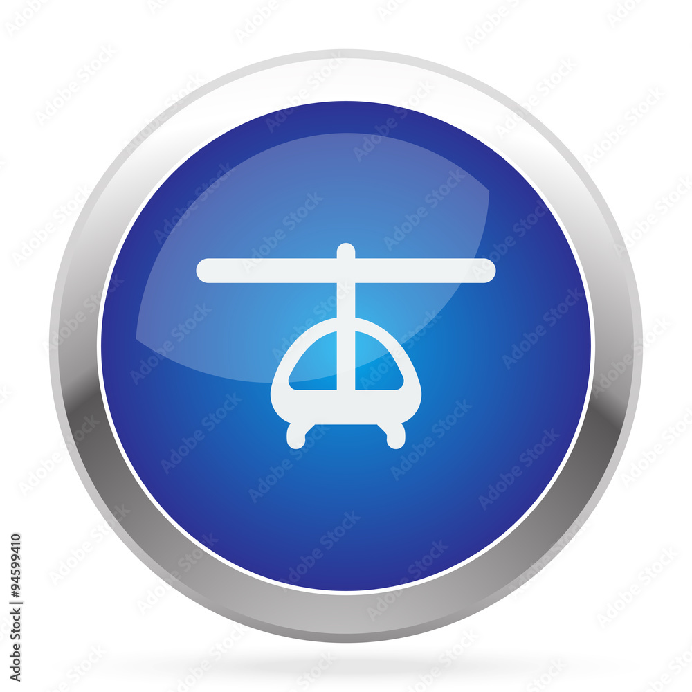 Obraz premium White Helicopter icon on blue web app button