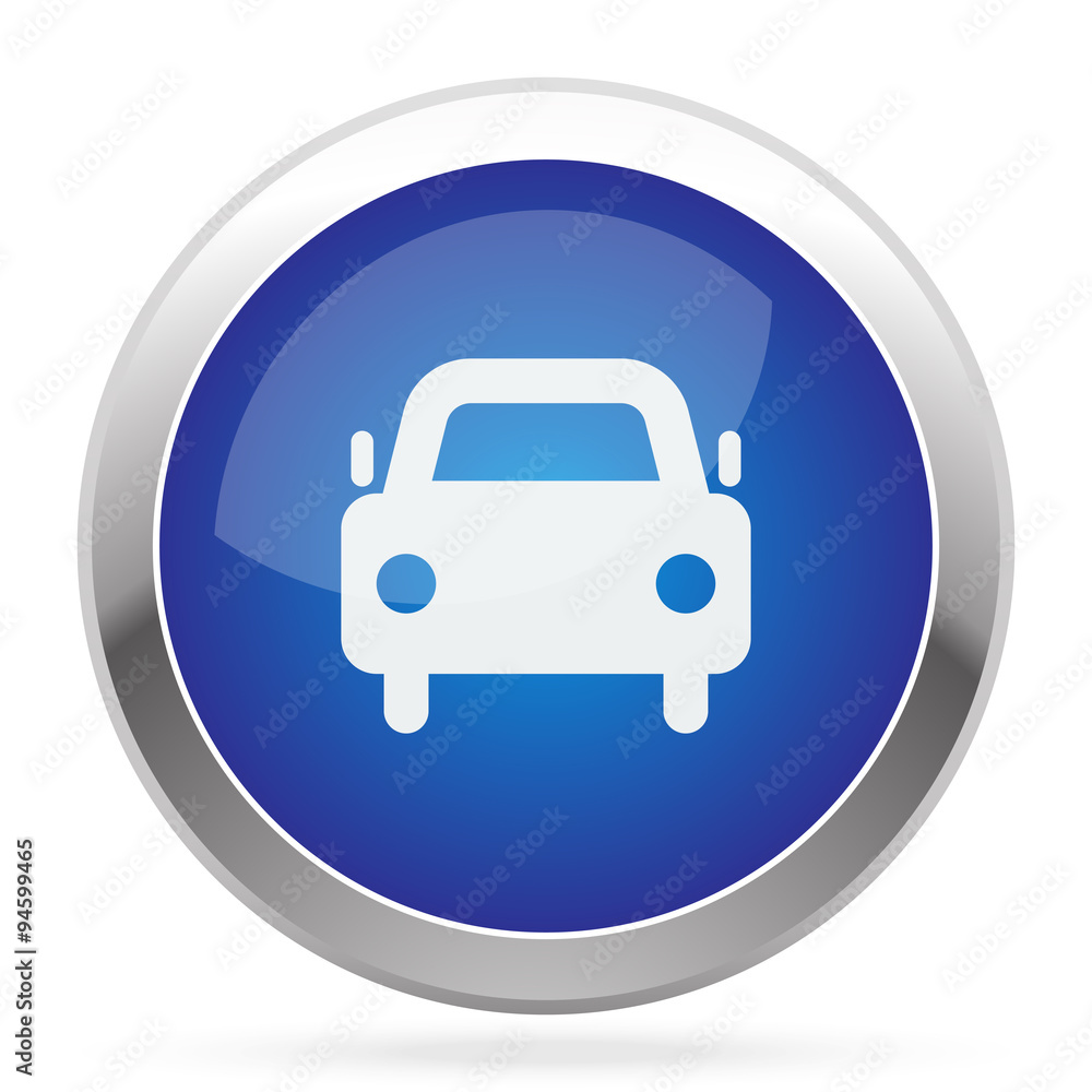 White Car icon on blue web app button White Car icon on blue web app button