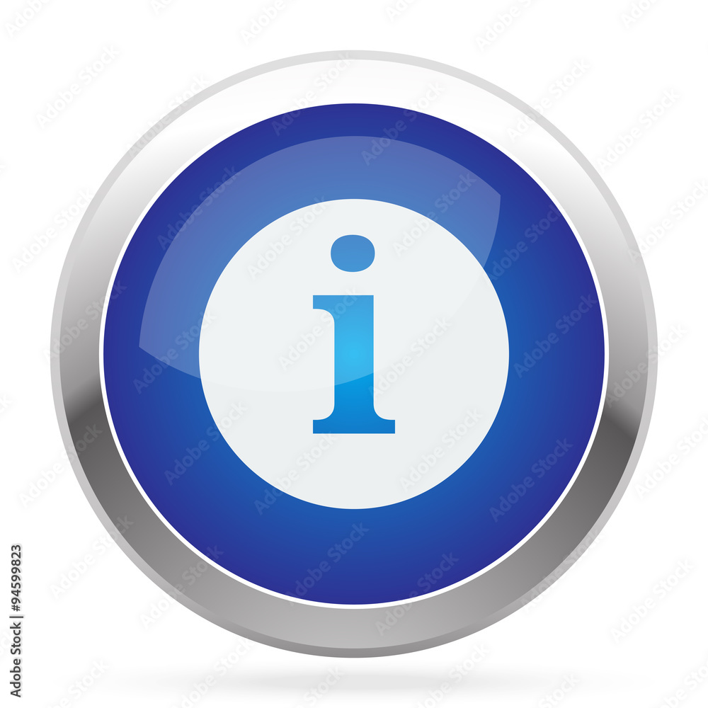 White Information icon on blue web app button White Information icon on blue web app button