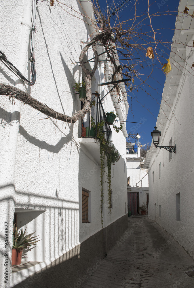 Arquitectura rural de las calles del municipio de Capileira en la provincia de Granada, Andalucía