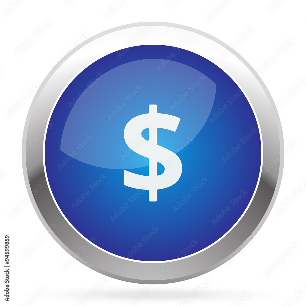 White Dollar icon on blue web app button White Dollar icon on blue web app button