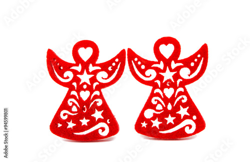 Christmas white background with red angel for your advertising