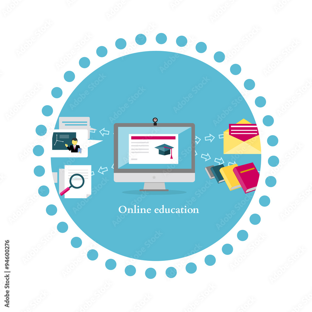 Online Education Icon Flat Design Online Education Icon Flat Design